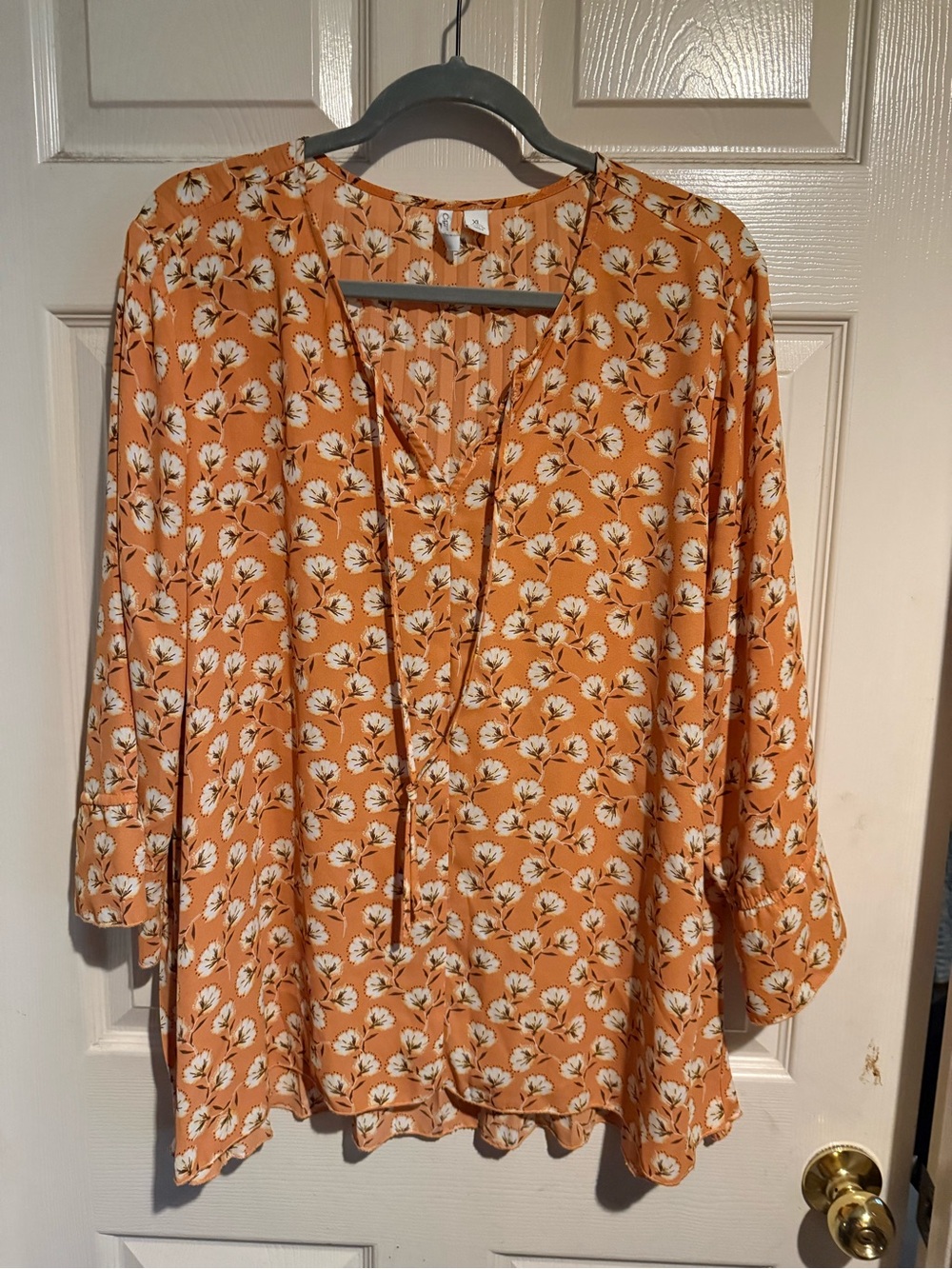 Cato gold Floral Split-Neck Tunic